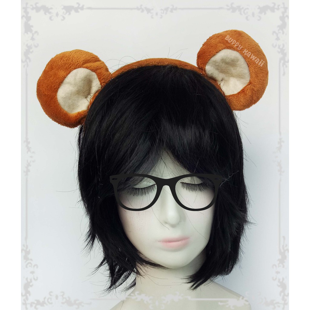 Bando beruang rilakkuma teddy bear velboa cute costume halloween party brown kawaii cosplay monkey