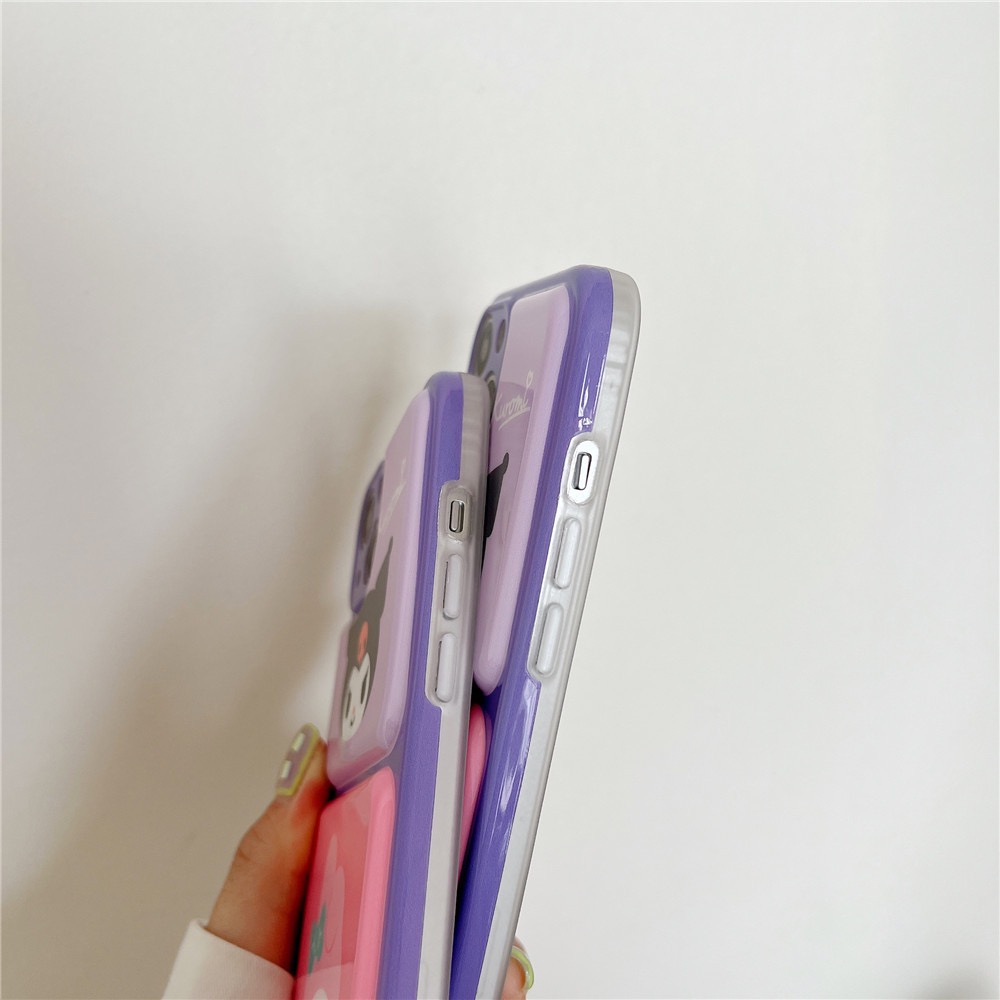 Soft Case Silikon iPhone Motif Kuromi Casing Pelindung Lensa Kamera Casing iPhone