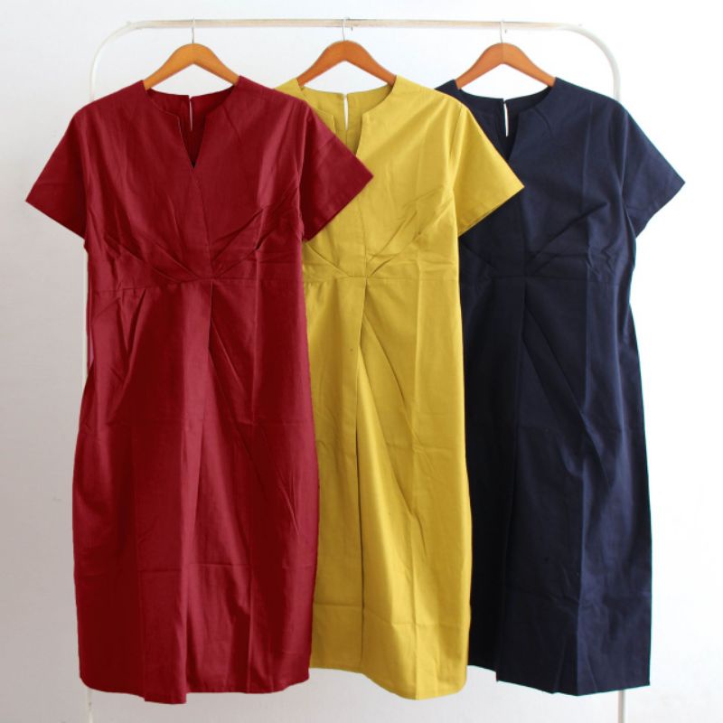 Dress Wanita Polos BV Series/ Bahan Katun Tebal High Quality