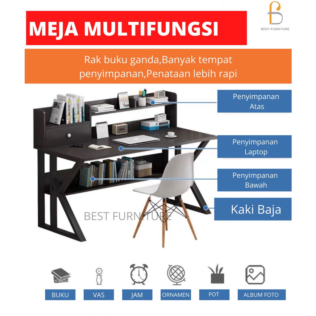 Best Meja Belajar Meja Kerja Meja Tulis Meja Multifungsi Kaki Besi