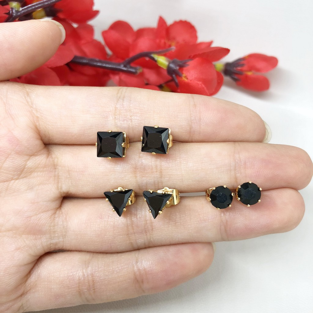 Anting Xuping Model Tusuk Batu Hitam - BE198