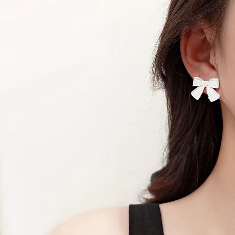 Anting Tusuk Pita Warna Pastel Korean Stud Earrings Import