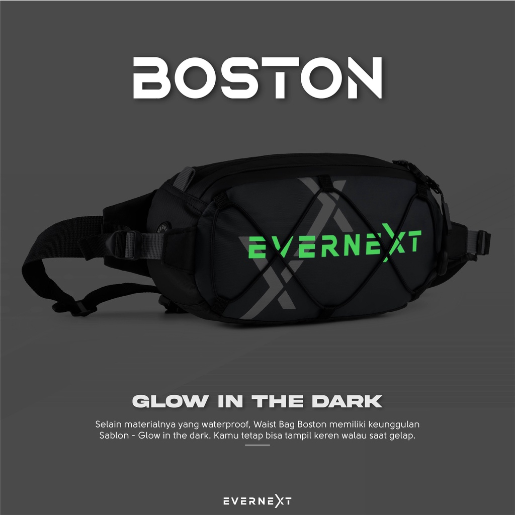 Tas Selempang Pria Glow In Dark Anti Air BOSTON Waistbag Waterproof