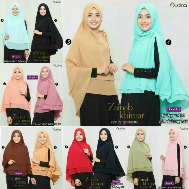Audina Hijab ORIGINAL - Zaenab Khimar/Khimar Pet/Khimar Ceruty Belah