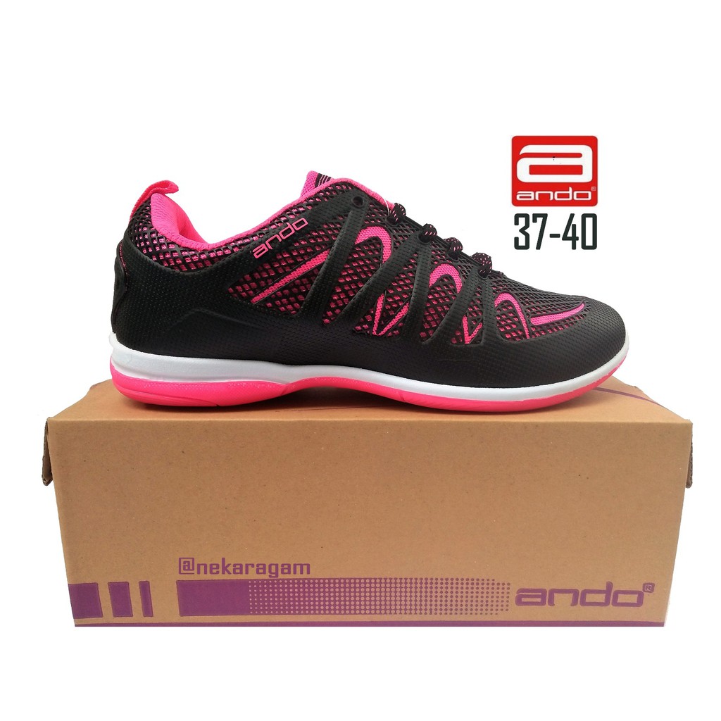SEPATU SPORT WANITA ANDO KIMMY HITAM, SEPATU RUNNING, SEPATU OLAHRAGA