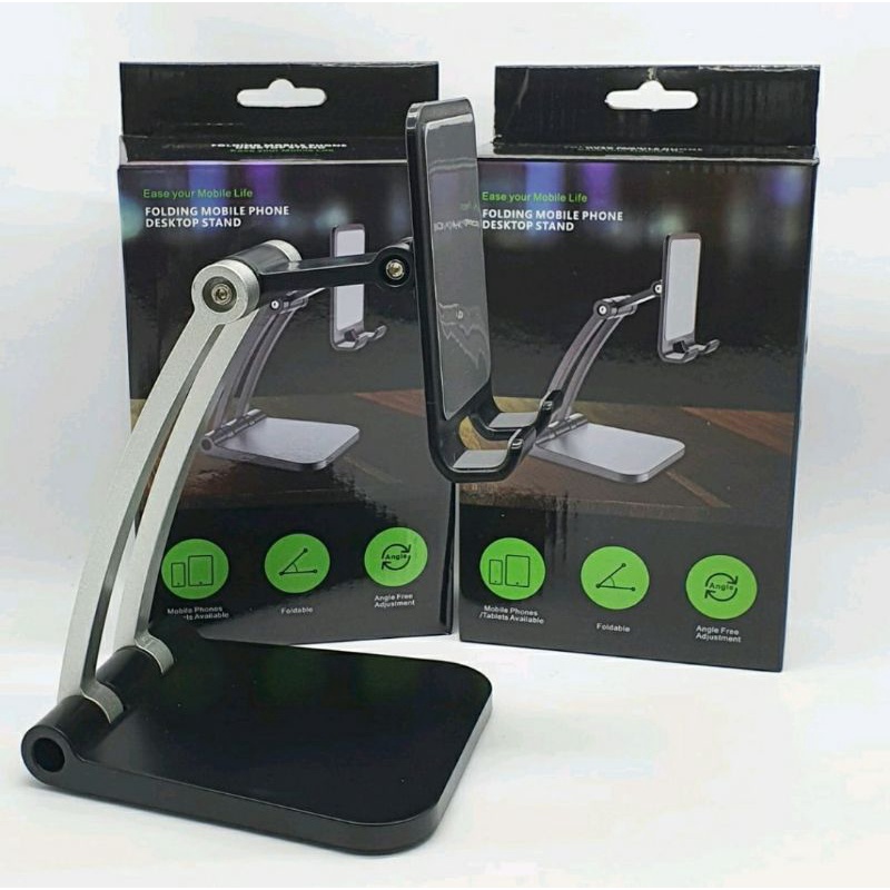 STAINLESS STEEL FOLDING MOBILE PHONE DESKTOP STAND / DUDUKAN HP / HOLDER HP / UNIVERSAL DESKTOP HOLDER STAINLESS GOOD QUALITY