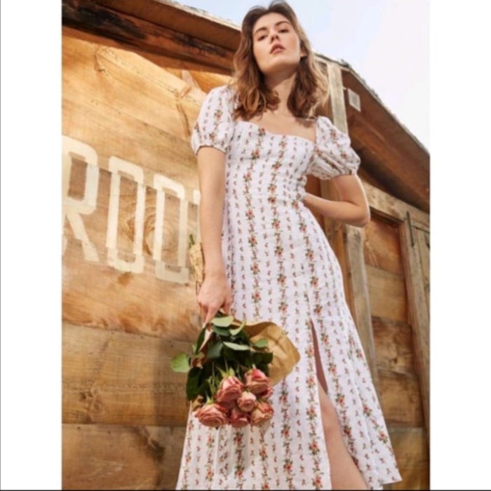 white floral dress midi