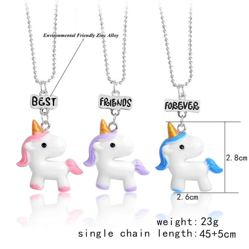 3Pcs Set Kalung Wanita Desain Tulisan Best Friend Forever Kartun Unicorn Untuk Hadiah Sahabat Shopee Indonesia