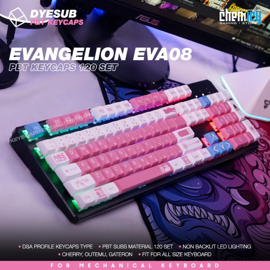 Evangelion EVA08 120 Set Keycaps DSA Profile