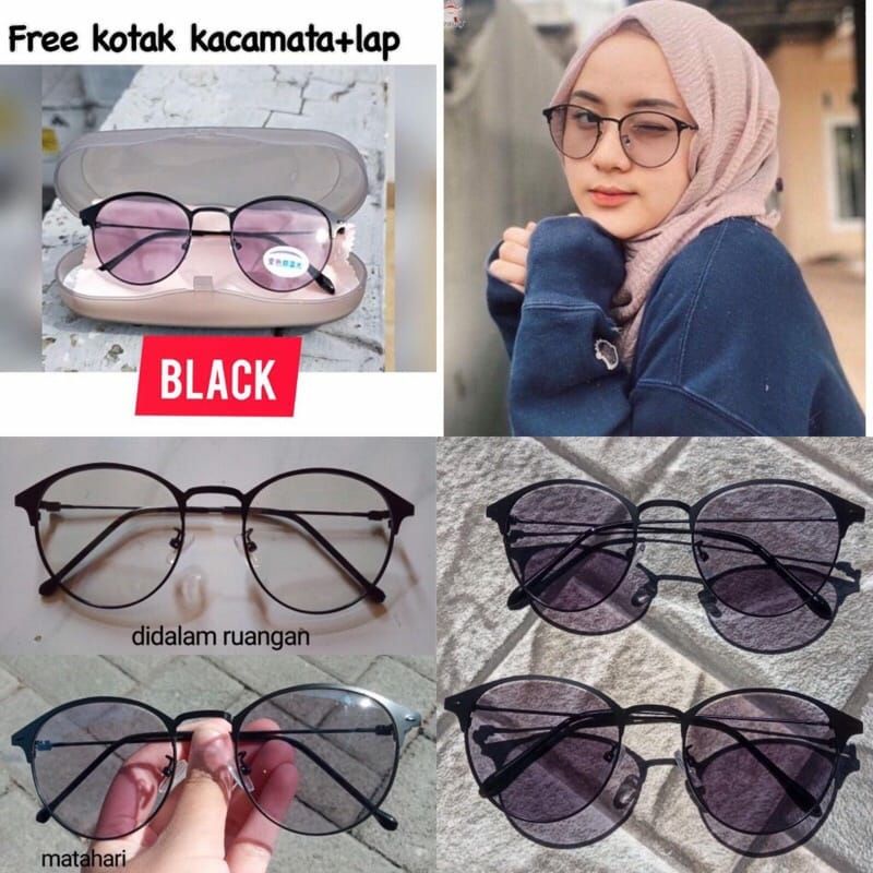 E ( E015 ) KACAMATA PHOTOCROMIC + FREE GIFT (  KOTAK KACAMATA,POUCH KACAMATA+LAP ) / HARGA GROSIR