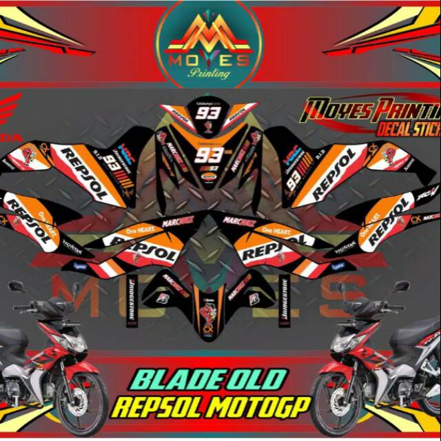 Decal fulbody Honda Blade Old Repsol Sticker Striping Motor Blade Old Repsol
