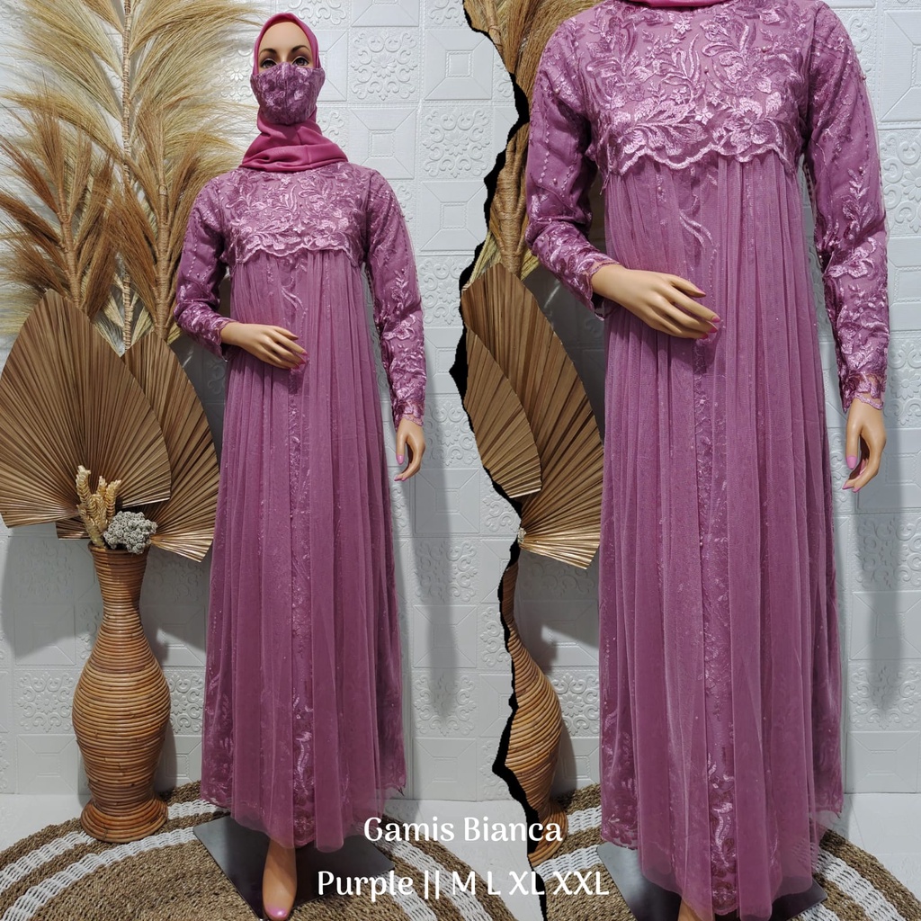 Kadai.baju / Gamis tulle bianca / Gamis brukat jumbo / Gamis pernikahan dan wisuda