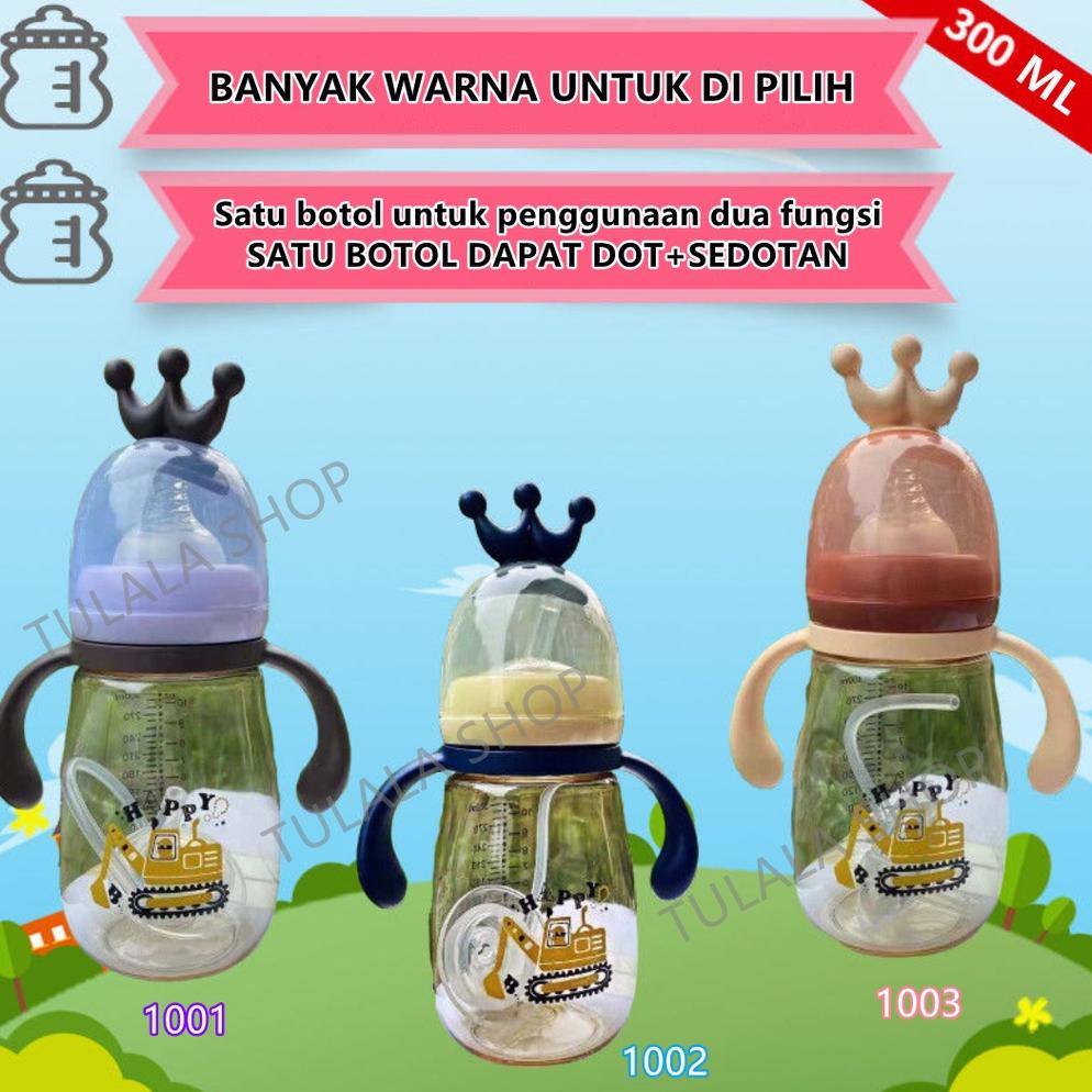 [TULALA SHOP]BOTOL MINUM ANAK/BOTOL 2 IN 1 DOT DAN SEDOTAN/KARAKTER RABBIT BEAR TUTUP CLIP/IMPORT/BO