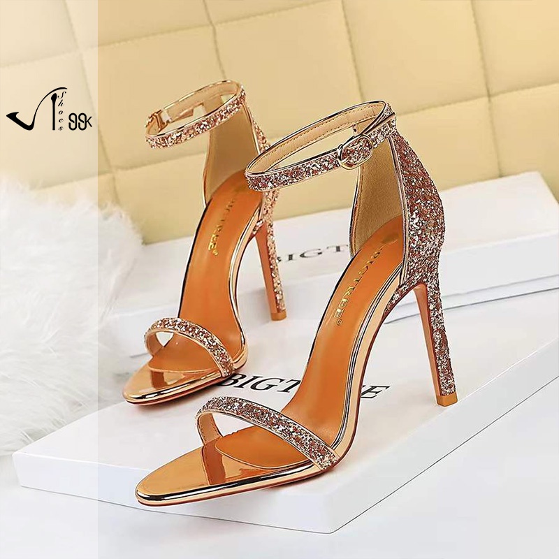 Premium Glitter Ankle Strap Open Toe Heels 5154 (36-40)