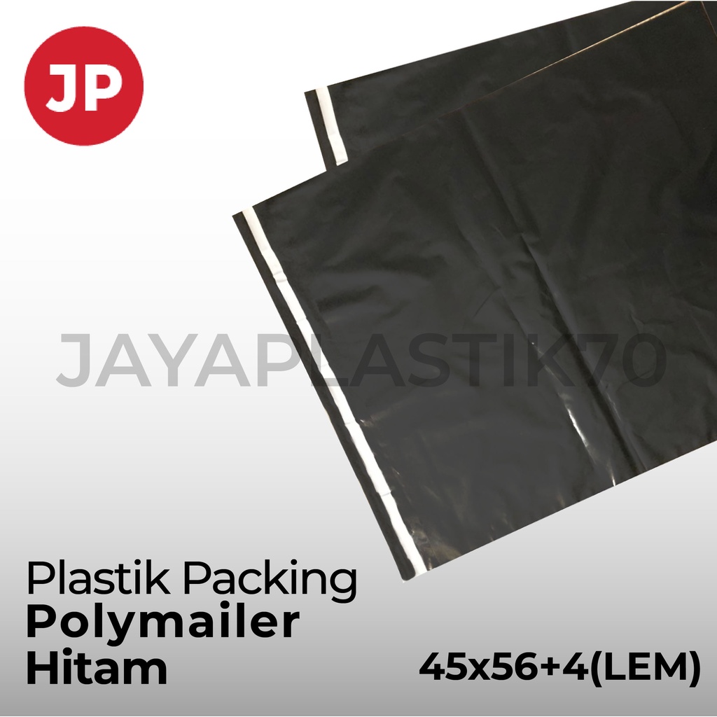 Plastik Packing / paking HD Hitam Uk: 45cmx56cm +4cm(LEM PERMANEN) plastik bungkus paket online / olshop , Isi 100pcs