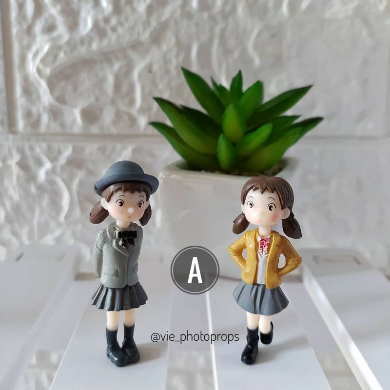 2Pcs / Set Miniatur Two Girls A / B Props Foto / Properti Fotografi