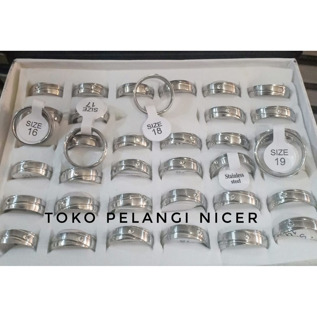 Terlaris cincin titanium pasir putih mata murah couple pria wanita Tokopelanginicer