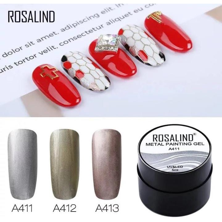 Rosalind Metal Painting Gel in Jar 5ml Kutek Gel / UV Gel Nail Polish - A411