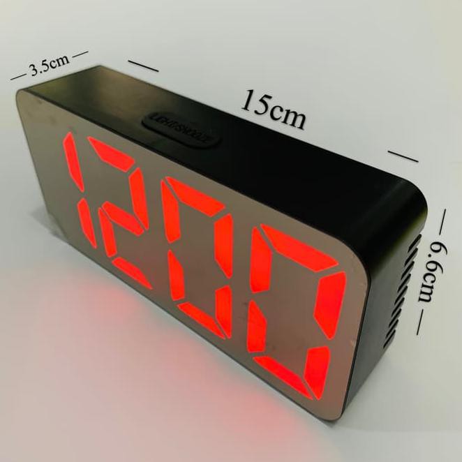 Jam Meja Digital Alarm Clock Mirror DS-3622 Led Weker Red