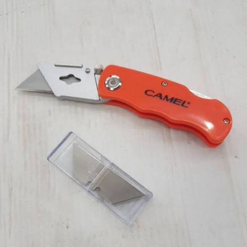 CUTTER GYPSUM Pisau Lipat Serbaguna Gipsum Akrilik Triplek Utility Folding Knife - CAMEL