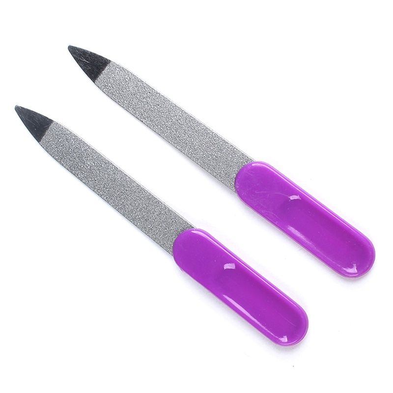 2pcs Kikir Kuku Dua Sisi Bahan stainless steel metal Untuk manicure / pedicure