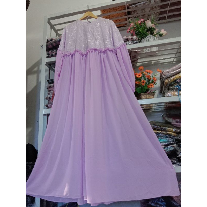 Gamis Princess READY SEMUA WARNA/Gamis Ceruty /Gamis burkat termurah ready warna lilac