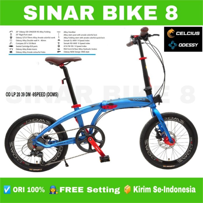 Sepeda Lipat Ukuran 20 Inch ODESSY DOMS 9 Speed Alloy Rem Hidrolik