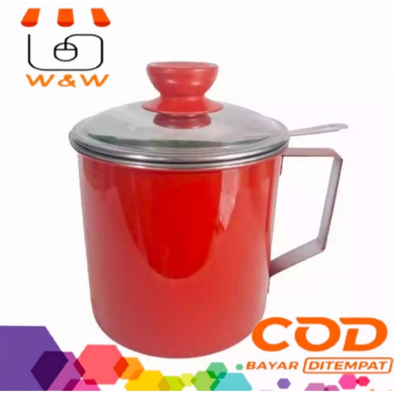 OilPot Warna Oil Pot stainless steel 1,2L-Wadah Saringan Minyak