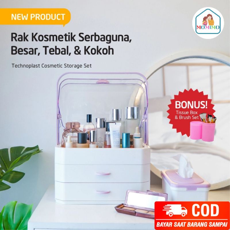 Rak Kosmetik Organizer Serbaguna TECHNOPLAST Cosmetics Storage Tebal Kokoh
