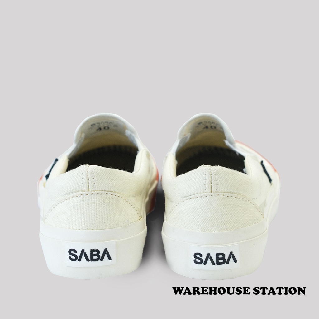 SABA Vintage Slip On Mono Off White - Sepatu Sneakers Casual Pria Wanita