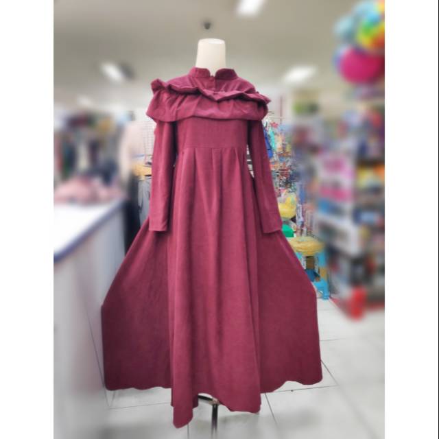 Gamis suede remaja wanita model sabrina import