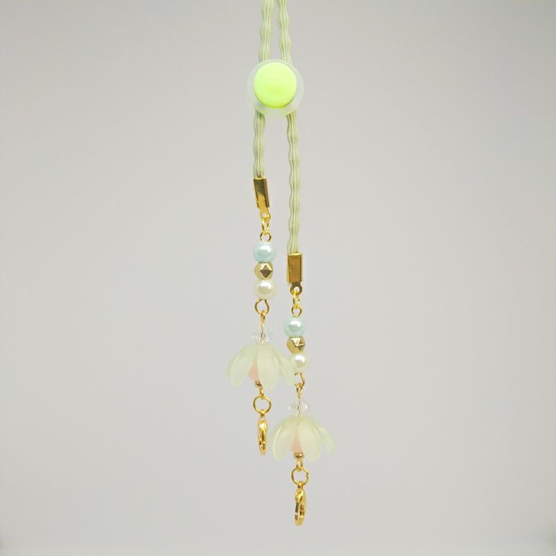 TALI MASKER KONEKTOR HIJAB / STRAP MASK 2 IN 1 KELOPAK BUNGA-Hijau