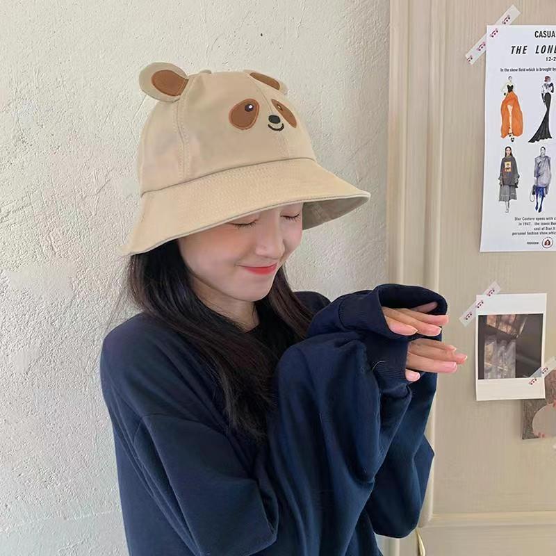 Topi Matahari Musim Semi Dan Panas Model Tepi Pendek Motif Beruang Gaya Korea Untuk Wanita