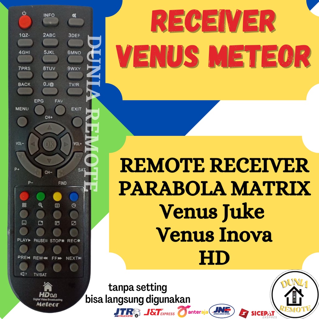 Remot / Remote Receiver Parabola Inova Venus Meteor MPEG4 Digital receiver tanpa setting