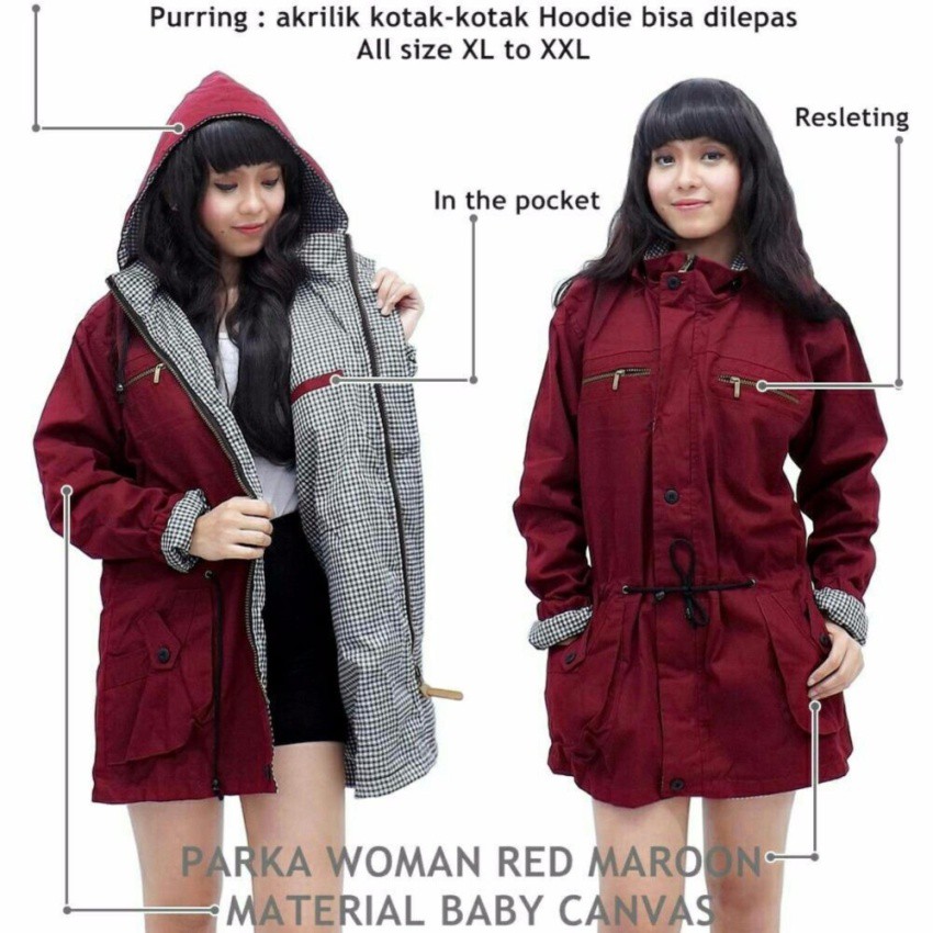 Jaket Parka Wanita Hoodie Cewek Premium