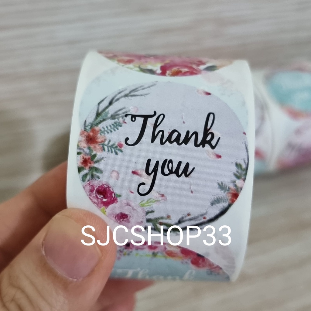 

1 roll isi 350 ukuran 3,8 cm sticker label thank you flower