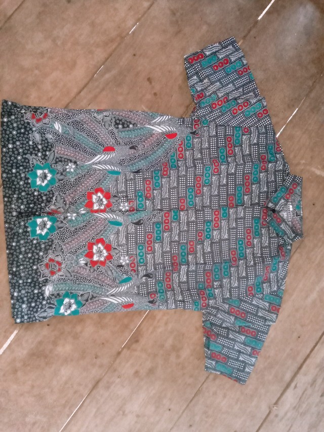 Dian Batik Hrb026 Kenongo Kemeja Abu Bata Pendek Pekalongan Padi M L Xl Kemeja Batik.