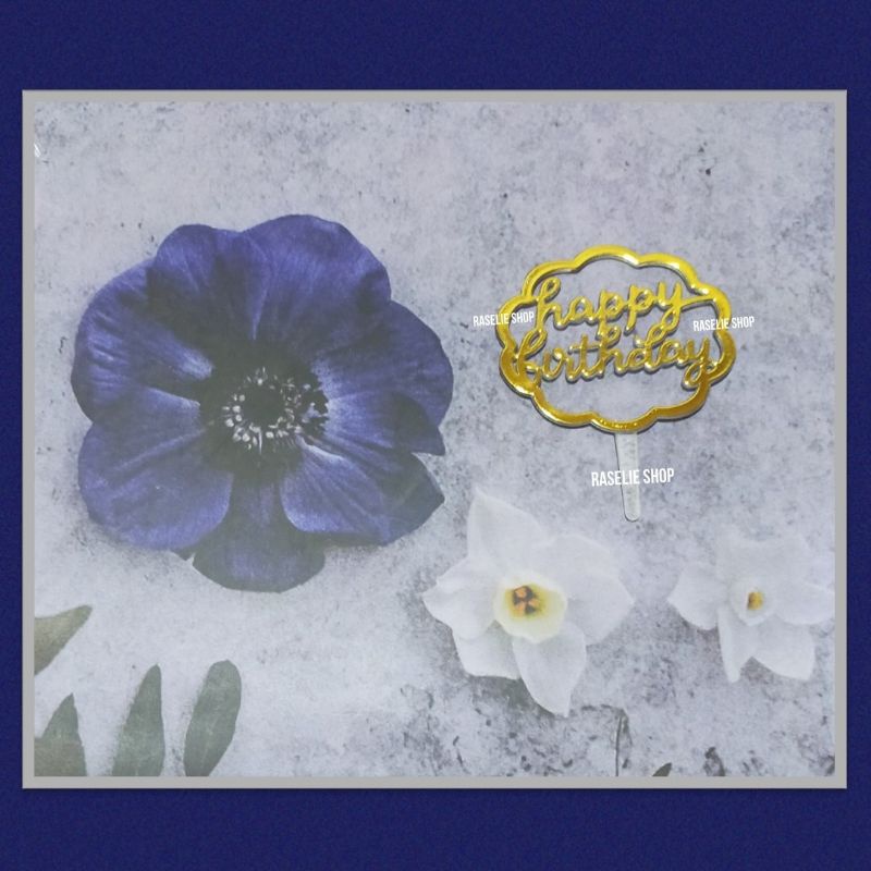 Cake Topper Mini A Tusuk Happy Birthday Gold Hiasan Kue Tart Ultah