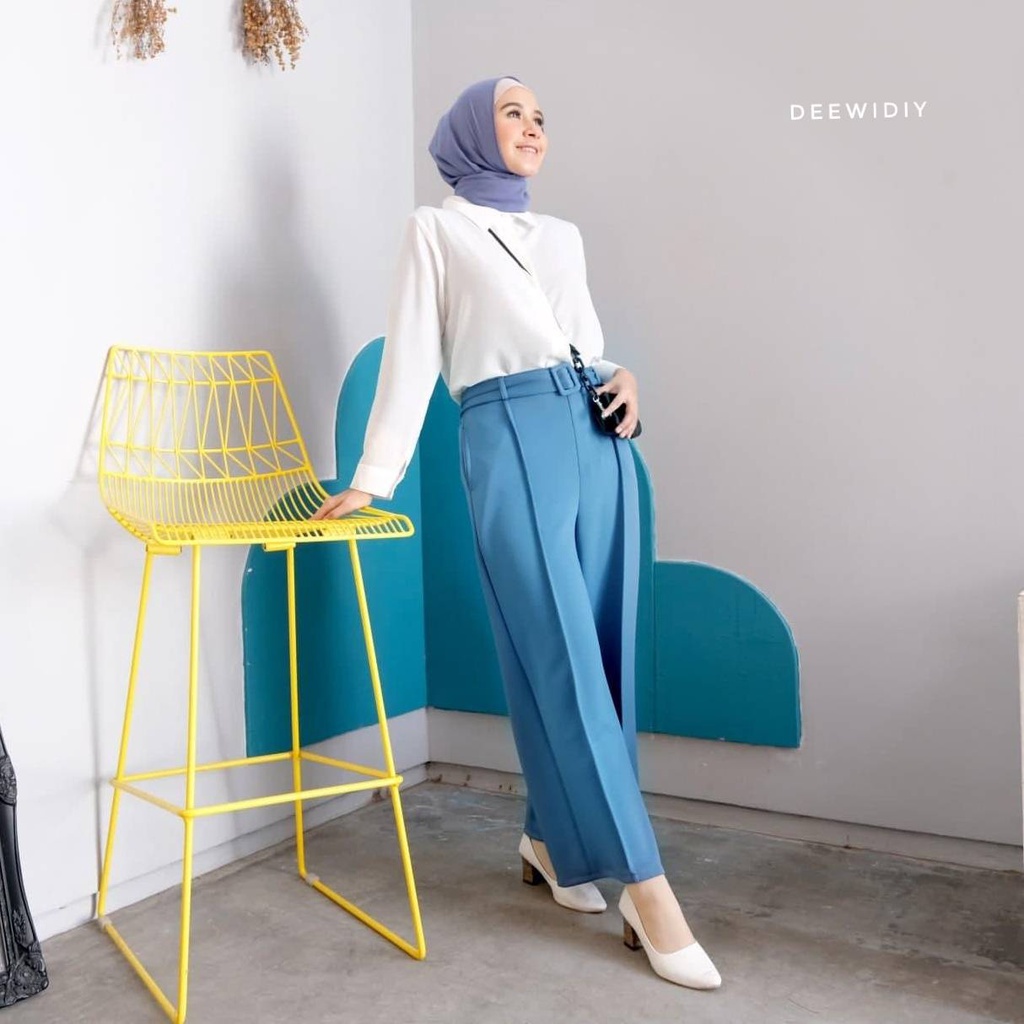 CELANA PANJANG KERJA WANITA FREE BELT - SHIREEN PANTS DEEWIDIY