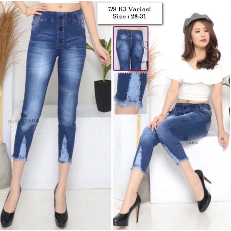 NEW! MONICA PANTS | CELANA JEANS 7/9 TERBARU apl Kancing | JEGGING JEANS 7/9 MURAH