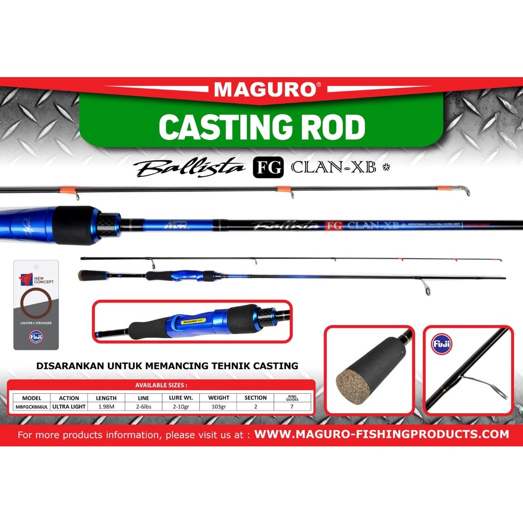 Rod MAGURO BALLISTA FG CLAN-XB 662UL / 198cm (Line Test 2-6lbs)