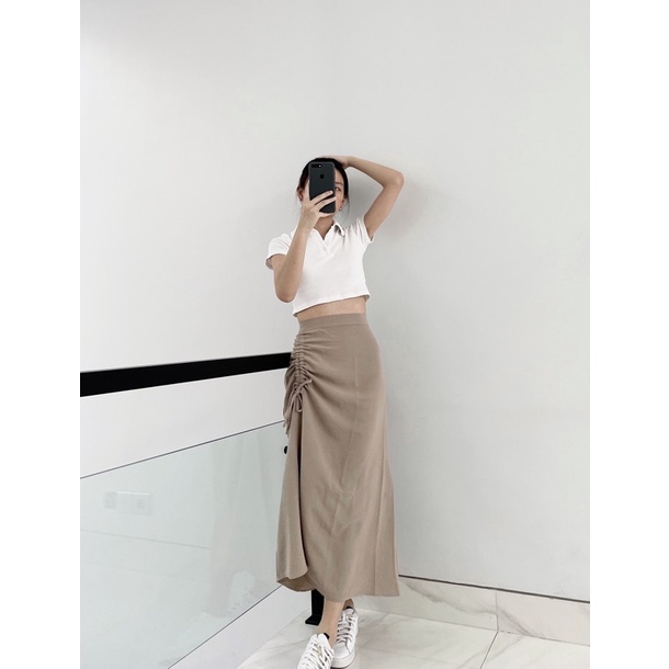 Rok Crinkle Skirt Panjang Rok Serut - Midi Maxi Skirt