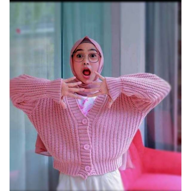 Cardigan Rajut ZULFAA 3 get l Pakaian Rajut Atasan Wanita l Outwear l Rajut Keren Murah-Dusty