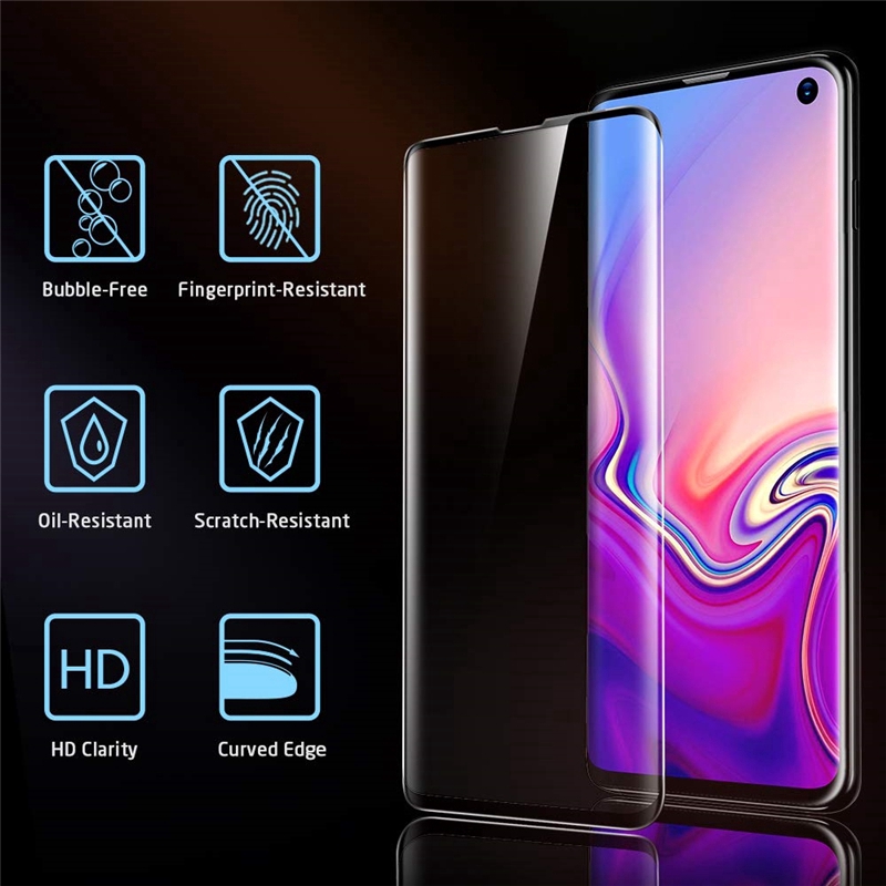 Samsung Galaxy 3D Full Cover Tempered Glass Film / Full Curved Protective Screen Protector For Samsung Galaxy S20,S20Plus,S20Ultra,S10E,S10,S10Plus,S9,S9Plus,S8,S8Plus,Note10,Note10Plus,Note9,Note8 / [Fingerprint Unlock] [Case Friendly]