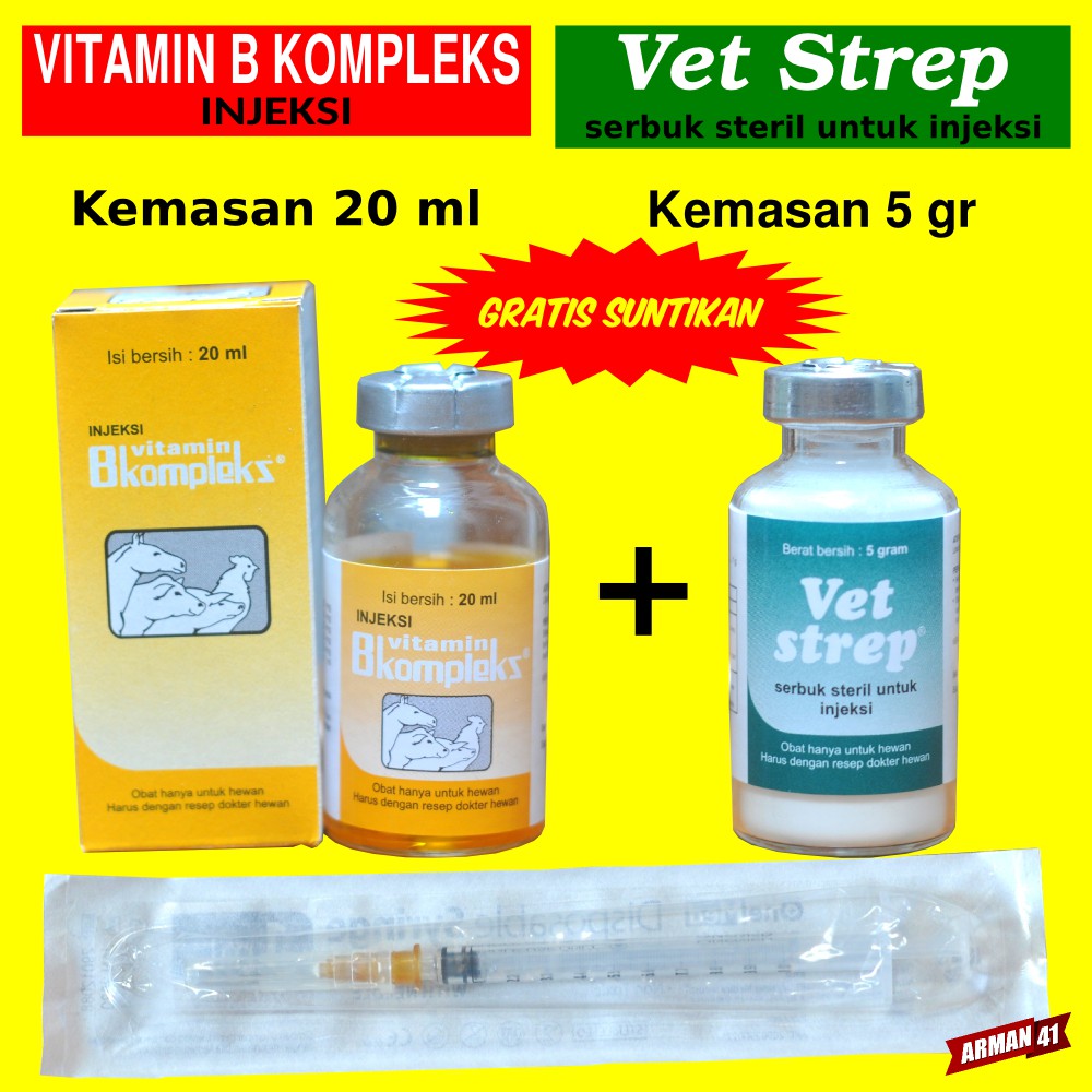 Vitamin B Kompleks 20 ml + Vet Strep 5 gr GRATIS SUNTIKAN