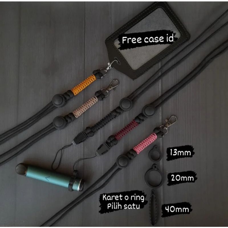 Lanyard pods gantungan tali simple dan pilih ring karet 13mm 20mm 40mm