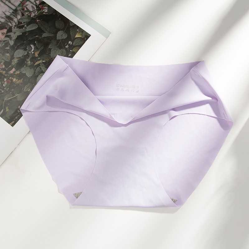 （READY JAKARTA）Celana Dalam Seamless Tanpa Jahitan Anti Nyeplak Fashion Es Sutra CD Wanita-Light Purple