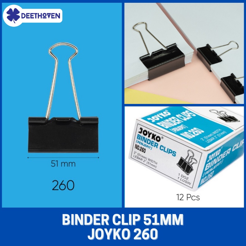 

Binder Clip / Penjepit Kertas JOYKO No. 260 (50 mm) isi 12pcs