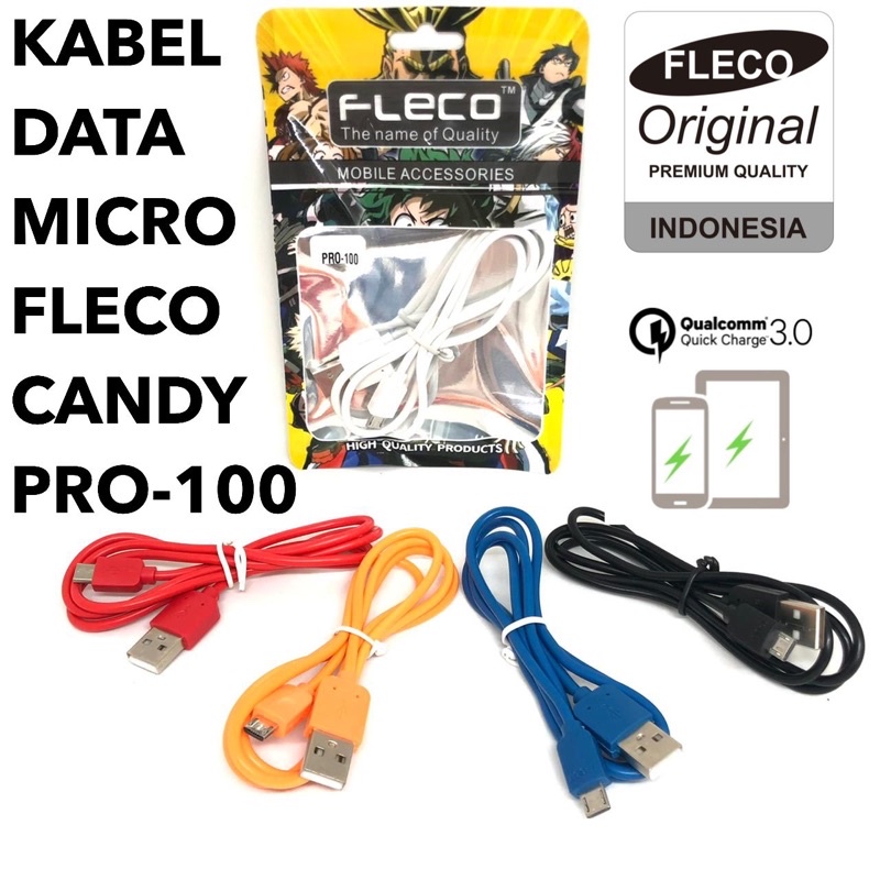 Grosir Kabel Data Micro Fleco Candy Pro-100 - Fleco Original Indonesia Pro100 fast charging