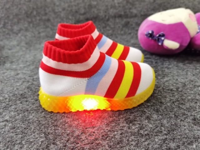 SEPATU LED CUTE MOTIP BOOT MODEL KAOS KAKI RAJUT HALUS